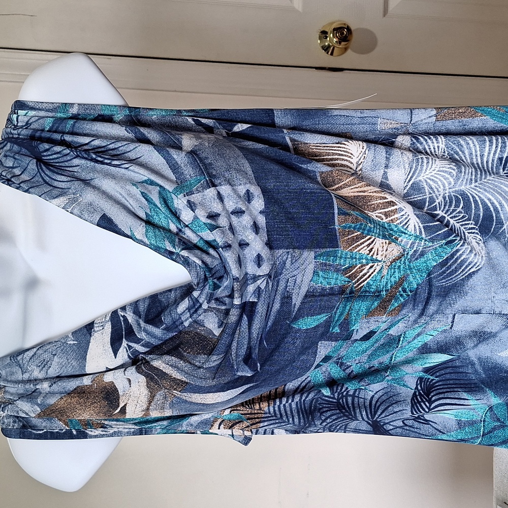 NWT Priamo Tropical Print Sleeveless Drapey Neckline Summer Top